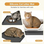 Extra Large Cat Litter Box Mat 34" x 22" – Waterproof Silicone Litter Trapper, Non-Slip, Easy to Clean Floor Protector, Soft on Kitty Paws(Dark Gray)