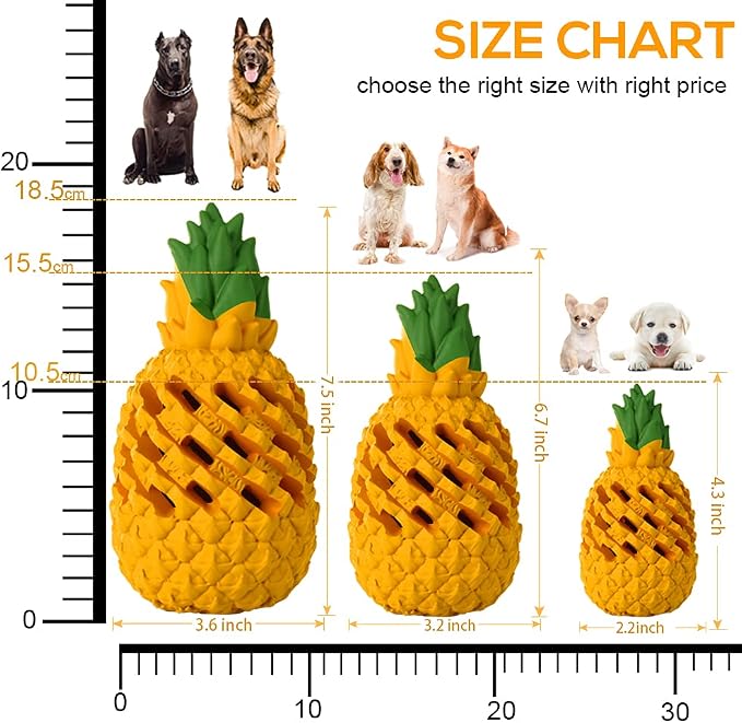 Indestructible Pineapple Dog Toy - Small Aggressive Chewers Training | Heavy Chew, Treat Dispenser, Power Chewer, Durable Puzzle, Tough Interactive, Easy Clean