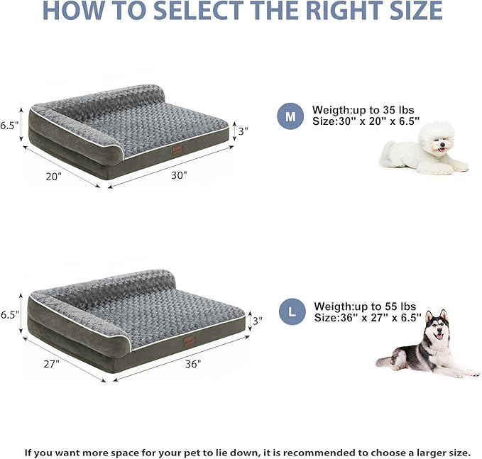 BFPETHOME Washable Orthopedic Dog Bed for Medium Dogs, Waterproof Sofa Bed | 30x20 Inch Deluxe Plush Rose Velvet Washable Cover, Egg Crate Foam Support, Waterproof Lining, Non-Slip Bottom, Senior Dogs