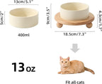 Havniva Raised Cat Bowl 5.1” Elevated Ceramic Cat Food and Water Bowl | Cat Bowls Elevated, Whisker Friendly Cat Bowl, Non-Slip Wood Stand, Food-Grade Ceramic, Wide Opening, Dishwasher Safe