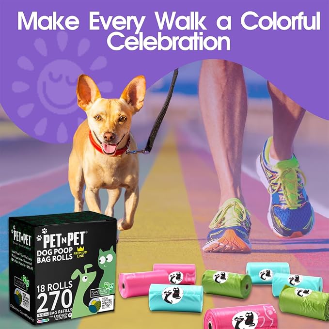Pet N Pet Poop Bags for Dogs, 270 Count, Lavender Scented, Multi-Color