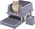 RIZZARI Cat Litter Box Non-Porous: Open High Sides for Indoor Cats | Open-Top Airflow / High Anti-Spill Edges / Wavy Mat Anti-Tracking / Spacious for All Breeds / Easy Visibility for Quick Clean