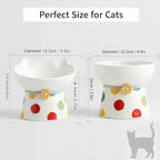Elevated Ceramic Cat Bowls, 15°Raised Cat Food Bowl,Whisker Friendly Anti Vomiting Cats Dishes,Anti Vomiting&Protect Pet's Spine,Feeder Dish for Indoor Kitty and Small Dogs (Polka dot Tall cat Bowl)