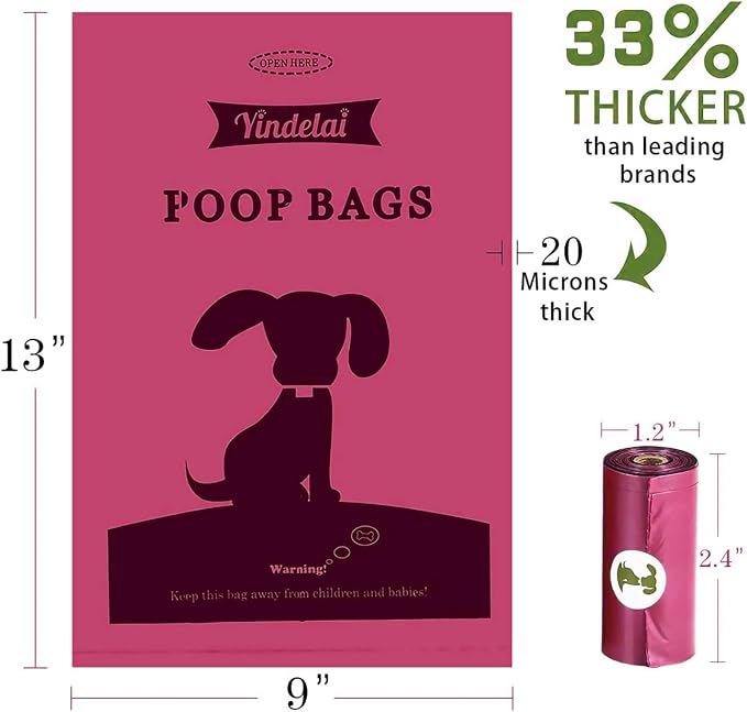 Dog Poop Bags Rolls with Dispenser - Strong Leak Proof - 390 Count Scented | Large 9x13 inch 26 Refill Rolls waste bag for Dog doggie doggy Walks, Cat Litter Cleanup and Everyday Pet Waste Disposal