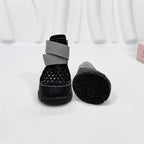 Anti Slip Dog Shoes Paw Protectors for Hardwood Floors,Breathable Puppy Boots with Adjustable Straps for Hot Pavement Beach_3#(Black)
