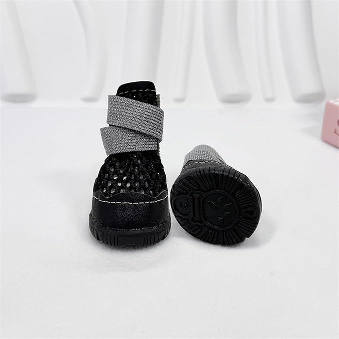 Anti Slip Dog Shoes Paw Protectors for Hardwood Floors,Breathable Puppy Boots with Adjustable Straps for Hot Pavement Beach_3#(Black)