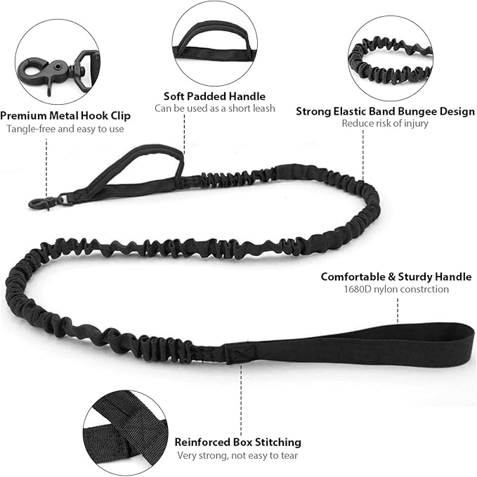 Tactical Dog Collar and Leash Set Heavy Duty Military Dog Collar with Handle and Metal Buckle for Medium and Large Dogs (Black, L)