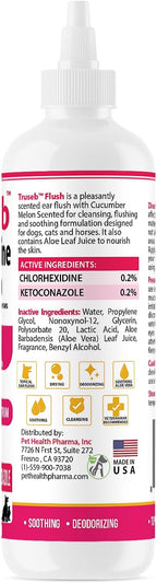 Truseb Advanced Topical Dog Ear Wash with Ketoconazole & Chlorhexidine Ear Flush Dog, Cats and Horses, with Aloe - 12 oz Made in U.S.A (Ketoconazole & Chlorhexidine Ear Flush, 12 oz)