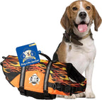 Dog Life Jacket — Premium Swim Vest with SafeChin Anti-Choke Collar | PAWS Aboard Racing Flames | RapidLift Rescue Handle, D-Ring, Reflective Trim | Boating, Kayaking, Pool | Small (15–25 lbs)