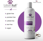 Lillian Ruff PRO Formula Ultra Brightening Dog Shampoo - Professional Whitening & Long-Lasting Odor Eliminator - Removes Stains & Discoloration, Dry Skin & Itch Relief with Aloe & Provitamin B5 (16oz)