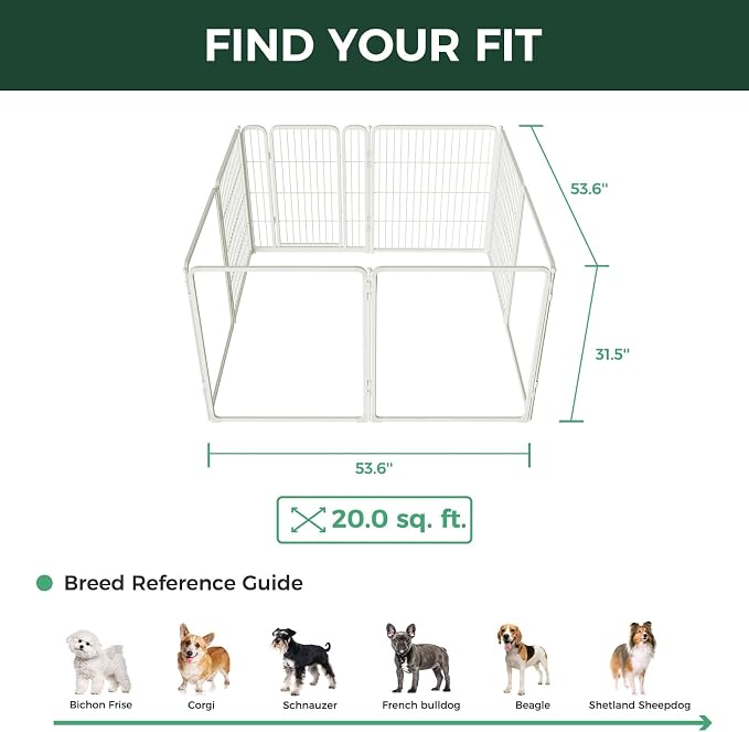 FXW AuraSpace Pro Acrylic & Wire Mesh Indoor Dog Playpen, 32" H, 8 Panels | Clear View, Heavy-duty Metal, Flexible Layouts, Easy Walk-Through, For Small & Medium Dogs, Patented