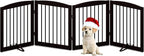 PUPETPO Freestanding Pet Gate for Dogs, Foldable Wooden Dog Gate for House, Indoor Dog Gate for Stair, Doorway, Gates for Dogs Indoor, 80 Inch Wide, 4 Panels 24",Brown
