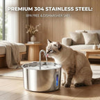 Stainless Steel Cat Water Fountain, 135oz/4L Automatic Pet Fountain Dog Water Dispenser with Ultra-Quiet Pump & 2 Replacement Filters & for Cats Inside, Dogs, Multiple Pets
