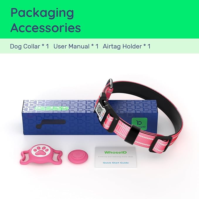 Airtag Dog Collar, Reflective Ultra-Durable Nylon Padded with QR Buckle & IP68 Waterproof Air Tag Holder Compatible for Apple AirTag, Comfortable for Small Medium Large Dogs (Red,XL)