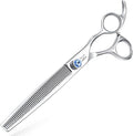 JASON Dogs Grooming Thinning Scissors - 7.5" 56-Tooth Blending Cats Shears | Pets Blender Thinner Trimming Texturizing Kit with Offset Handle, Blue Jewelled Screw