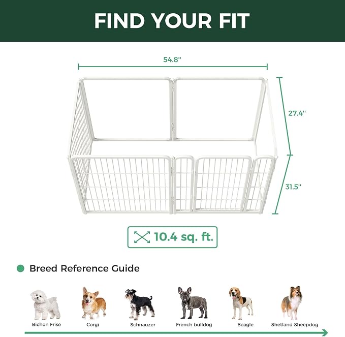 FXW AuraSpace Pro Acrylic & Wire Mesh Indoor Dog Playpen, 32" H, 6 Panels | Clear View, Heavy-duty Metal, Flexible Layouts, Easy Walk-Through, For Small & Medium Dogs, Patented