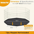 Peekaboo Dog Playpen Bottom Pad 24 Inch, Waterproof Floor Protector | Waterproof 24 Inch Dog Playpen Bottom Pad, 600D Oxford Floor Protector