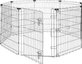 Amazon Basics Portable Foldable Octagonal Metal Exercise Dog Playpen, Indoor/Outdoor Pet Fence with Single Door, 8 Panels, Small, 30 Inches, Black
