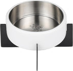 DBL3000E Intersecta Small/Medium Concrete and Stainless Steel Bowl 16oz (2 Cups) with Metal Stand Pet Feeder, White/Black