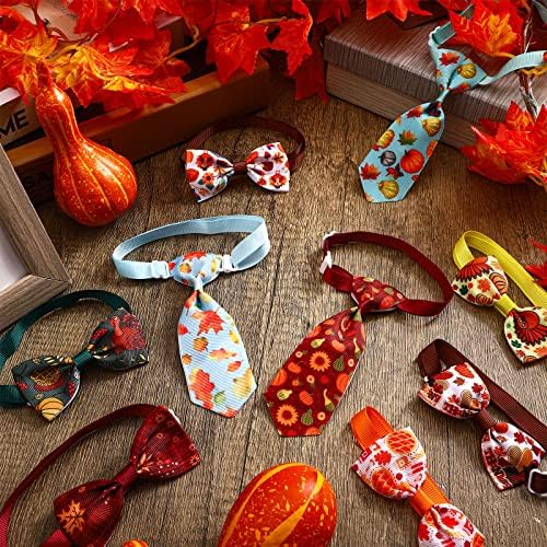 Sadnyy 50 Pcs Fall Dog Bow Ties Neckties Adjustable Collar, Thanksgiving - Image 7
