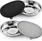 Patelai Stainless Steel Dog Bowls with Silicone Lids for 1.9 Cups Portable Food and Water Dishes for Pets Sealable Containers for 6.3" for Cats & Small Dogs(4 Pcs,Black,Gray)