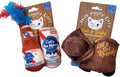 Haute Diggity Kitty Cats Blue Ribbon + Kitty Cowboy Set Soft Plush Cat Toys | 4 Pack Catnip Toys with Interactive Crackle & Feathers, Safe & Durable Cat Nip Kicker Toy for Outdoor & Indoor Cats & Kitten