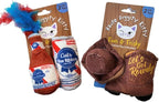 Haute Diggity Kitty Cats Blue Ribbon + Kitty Cowboy Set Soft Plush Cat Toys | 4 Pack Catnip Toys with Interactive Crackle & Feathers, Safe & Durable Cat Nip Kicker Toy for Outdoor & Indoor Cats & Kitten