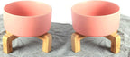Petygooing Dog Cat Bowl Ceramic Pink Pet Dish with Stand for Food and Water, Modern Cute Matte Glaze Weighted Pet Bowls Set for Cats & Small Size Dogs 13.5 OZ (5.1In / 1.7 Cups) Pink
