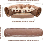EAEDMY Cat Rabbit Tunnel Bed Nest for Cats Indoor, with Collapsible Washable Soft Cushion, Plush Ball and Exercise Wheel Tube, Fit for Puppy Bunny Kitty Kitten Ferret(2.Coffee)
