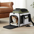 Cat Carrier Dog Carrier Airline Approved, Pet Carrier for 2 Cats Small Medium Dogs, Soft Cat Carrier 18x15x15 with Foldable Bowl & Washable Pad, TSA Approved Dog Carriers by Luniko Shop (Cream)
