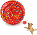 Mankoda Durable Dog Toy Ball, 5" Big Ball for Aggressive Chewers - Red | Hollow Design, Bouncing & Lightweight, ETPU Non-Toxic Chewing, Built-in Bell, Dog Herding Toy for Medium / Large Dogs