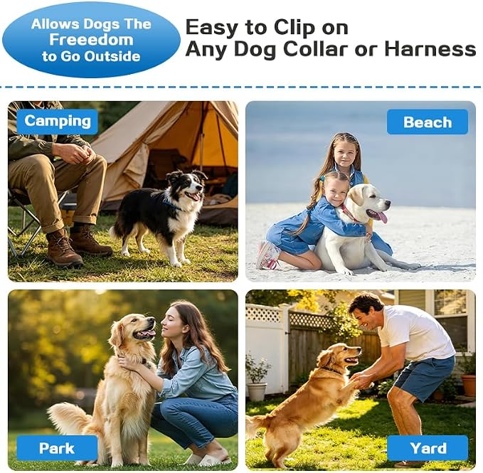 Dog Tie Out Cable - Chew Proof Steel Wire Lead - 360° Tangle Free Outdoor Leash for Pups - Dog Runner Cable for Small to Medium Dogs (Blue, 45lbs/50ft)