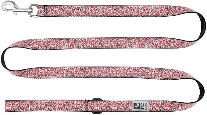 RC Pets Dog Leash | 6ft Leash with Durable Grip, Reflective Label & Accessory Ring | 3/4-Inch Wide, Soft Webbing | Rebel Red