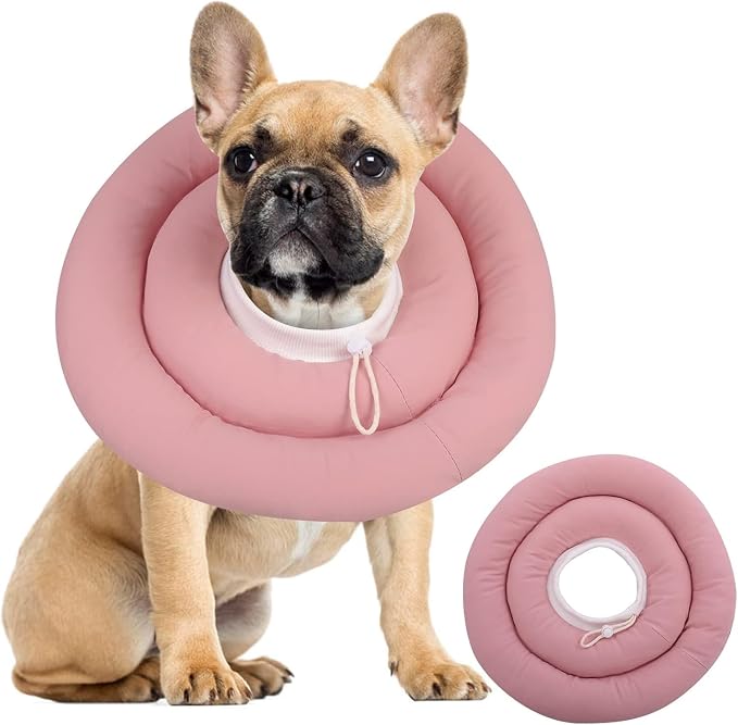 IDOMIK Dog Recovery Collar, Waterproof Soft Dog Cone After Surgery | Comfy Protective Elizabethan Collar Alternative for Dogs Cats, Adjustable Pet Neck Donut Cone Anti-Licking Wounds,Pink,L
