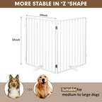 Full Metal Freestanding Dog Gates 2 Panels 32" Tall Up to 48" Wide | White Dog Gate for Indoor & Outdoor, Extra Wide Free Standing Dog Barrier No Drilling Pet Gates for Doorways, Stairs, Deck