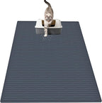 XXL Silicone Cat Litter Mat, 40"x30"(100cmx75cm) Extra Litter Box Mat for Floors, Non-Slip Litter Trapping Mat to Prevent Tracking, Easy to Clean Kitty Litter Catcher Mat, Durable, Gray Blue