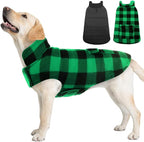 ASENKU Reversible Dog Winter Coat, Dog Jacket for Small Medium Large Dogs | Windproof Plaid Fleece Lining for Cold Weather, Water-resistant Outer Shell, Puppy Puffer Vest with Leash Hole, Green L
