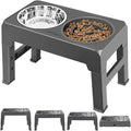 URPOWER Raised Dog Bowls 4 Height Adjustable Elevated Bowl Stand | Stainless Steel Water Bowl Non-Slip Dog Food Bowls Stand for Small Medium Large Dogs and Pets