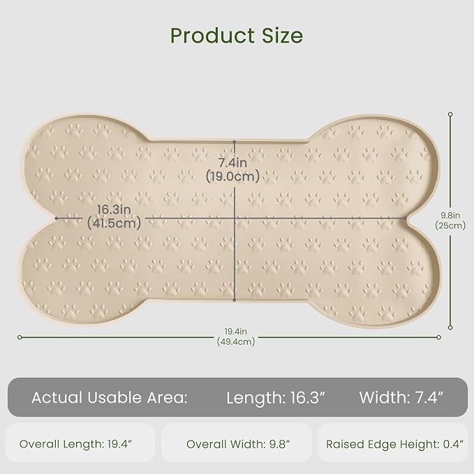 PWTAA Dog Food Mat Anti-Slip Silicone Dog Bowl Mat Thicker Pet Placemat Waterproof Cat Feeder Pad with Raised Edge Puppy Kitten Feeding Mats Suitable Small Medium-Sized Dogs Cats Eating Tray - 2PCS