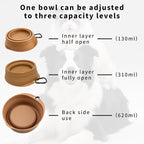 Cool Kids Collapsible Dog Bowl Travel Portable Anti-Tip Double-Sided | 2-In-1 Slow Feeder & Hydration, Catnip Scent, Abs+Tpe Sturdy Build, Fits Small Medium Pups, Hiking Camping Gear