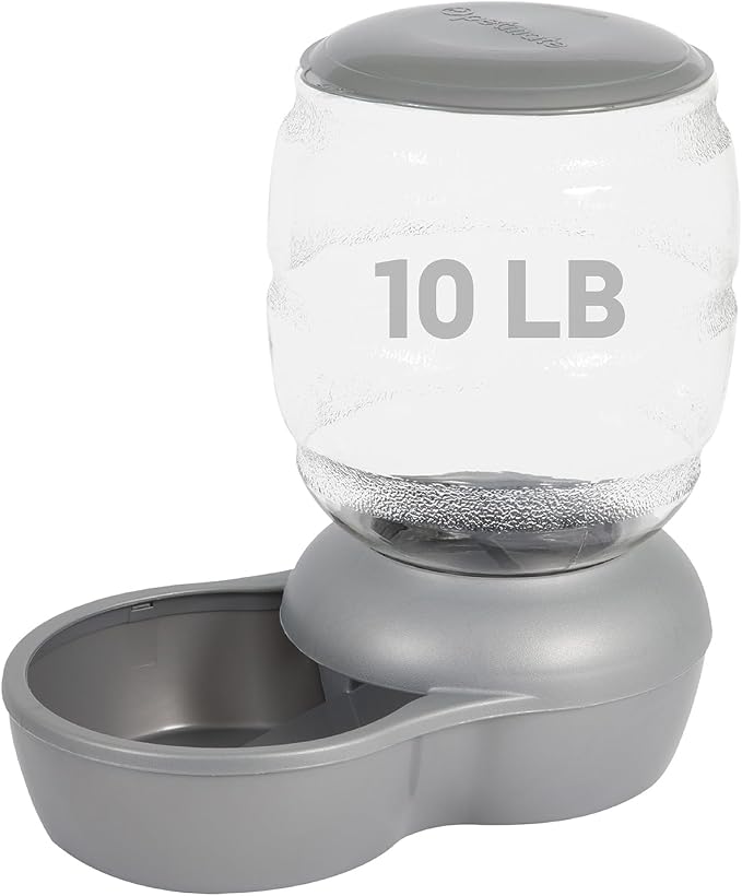 Petmate Replendish Pearl White 10 lb Dog Cat Feeder,Grey, Made in USA