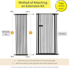 Lumizone Extra Tall Cat Gate Extension Kit 55.12" High 16.73" Wide Black | Tall Pet Gate Dog Gate for Doorway Hallway Stairs Pressure Mounted Extra Wide 1.37" Gap No Drilling