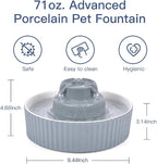 Pet Drinking Fountain: Cepheus 2.1L/71oz Cat Fountain-Automatic Water Fountain for Cats and Dogs with with Ultra-Quiet Pump(Grey)