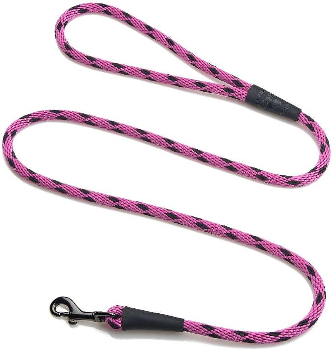 Mendota Pet Snap Leash - British-Style Braided Dog Lead, Made in The USA - Black Ice Raspberry, 1/2 in x 4 ft - for Large Breeds