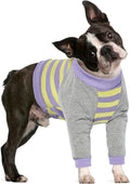 FUAMEY Dog Recovery Sleeve with Elbow Protector, Purple Stripes M | Stop Licking Joints,Pet Long Sleeve Suit Protecting Dog's Front Leg Arm Wounds Cover Skin Conditions,Hot Spots