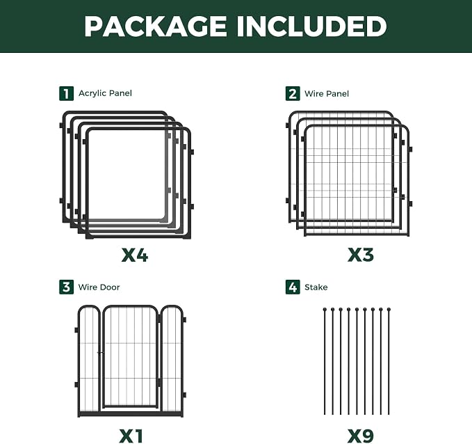 FXW AuraSpace Pro Acrylic & Wire Mesh Indoor Dog Playpen, 24" H, 8 Panels | Clear View, Heavy-duty Metal, Flexible Layouts, Easy Walk-Through, For Puppies & Small Dogs, Patented