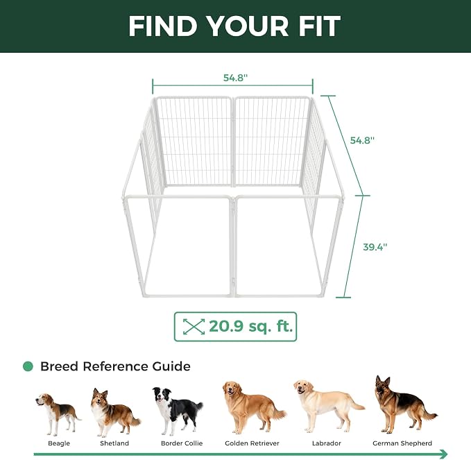 FXW AuraSpace Pro Acrylic & Wire Mesh Indoor Dog Playpen, 40" H, 8 Panels | Clear View, Heavy-duty Metal, Flexible Layouts, Easy Walk-Through, For Medium & Large Dogs, Patented