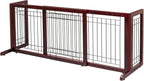 Bonnlo Free Standing Dog Gate, 37" - 68" Wide Pet Gate for Fireplace Stairs Doorways, Wooden Adjustable Pet Fence Indoor, Christmas Tree Gate (Cherry)