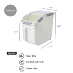 10 Liter / 20 lbs Rice Storage Container with Measuring Cup, BPA free, For Rice | Grain | Pet Food | Flour, 2 count, White