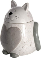 SPOTTED DOG GIFT COMPANY Ceramic Cookie Jar with Lid, Large Cat Treat Container for Cookies & Biscuits, Cute Novelty Kitchen Storage for Countertop, Gifts for Cat Lovers - 43oz White